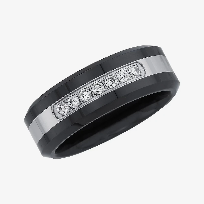 Men's 1/7 CT.T.W. Natural Diamond Two-Tone Stainless Steel Wedding Band