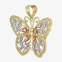 10K Tri-Tone Gold Butterfly Pendant