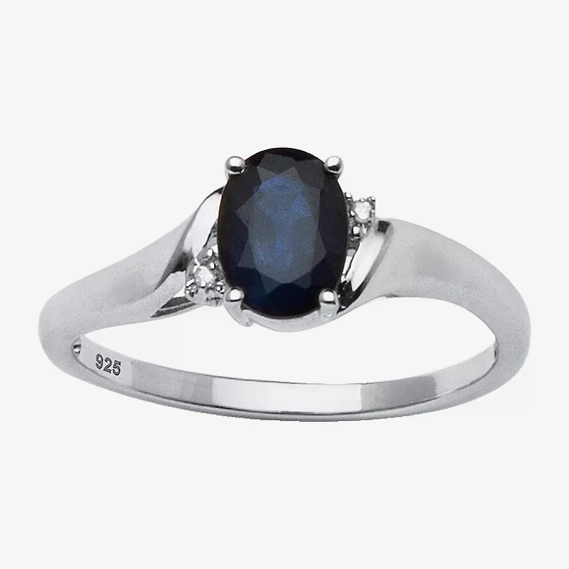 DiamonArt® Womens 1 1/10 CT. T.W. Genuine Blue Sapphire Platinum Over Silver Oval Bridal Set