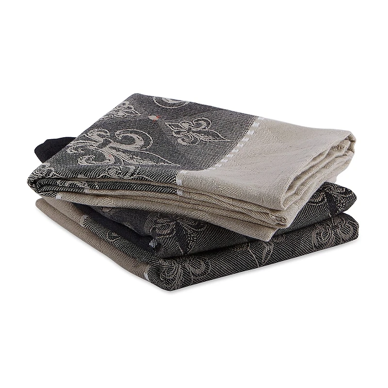 Design Imports Assorted Fleur De Lis Jacquard 3-pc. Kitchen Towel Set