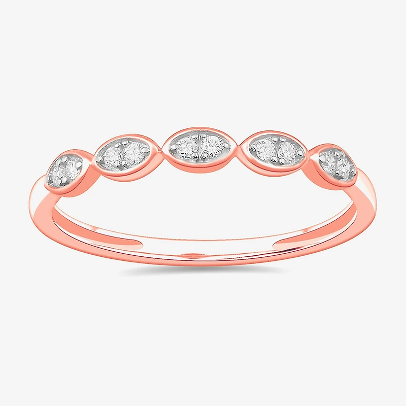 Stackable Ring (H-I / Si1-Si2) Diamond Accent Lab Grown White 10K Gold Marquise Wedding Band