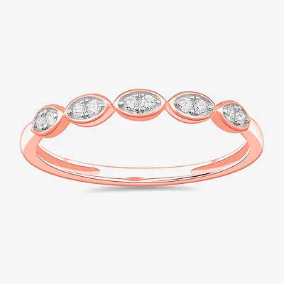 Stackable Ring (H-I / Si1-Si2) Diamond Accent Lab Grown White 10K Gold Marquise Wedding Band