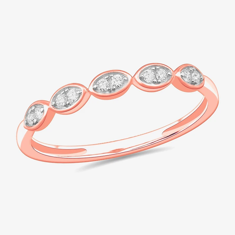 Stackable Ring (H-I / Si1-Si2) Diamond Accent Lab Grown White 10K Gold Marquise Wedding Band