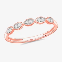 Stackable Ring (H-I / Si1-Si2) Diamond Accent Lab Grown White 10K Gold Marquise Wedding Band