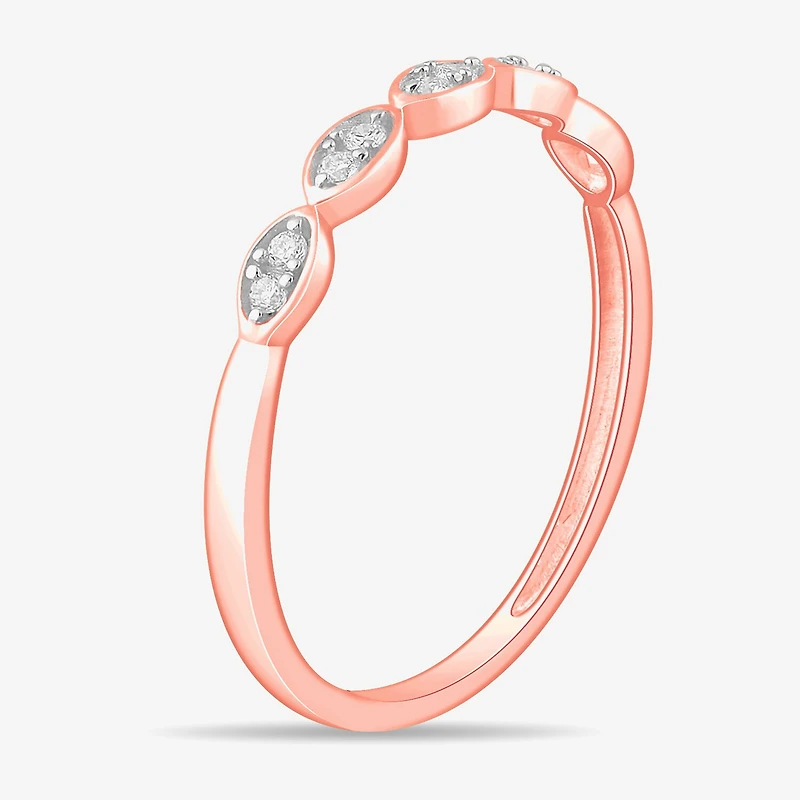 Stackable Ring (H-I / Si1-Si2) Diamond Accent Lab Grown White 10K Gold Marquise Wedding Band
