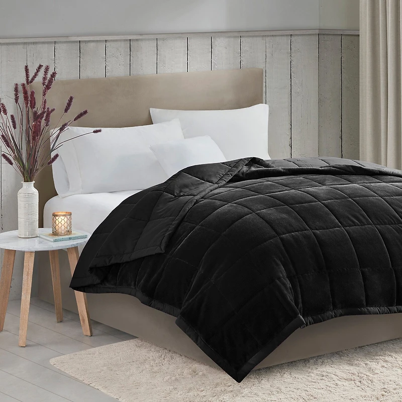 Madison Park Campbell Reversible Plush To Microfiber Temperature Regulating Down Alternative Blanket