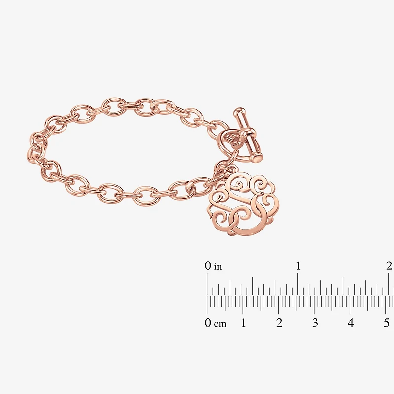 Personalized Sterling Silver 20mm Monogram Script Charm Bracelet