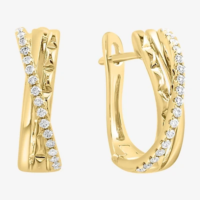 Effy Final Call Limited Quantities! Womens 1/5 CT. Natural White Diamond 14K Gold 15.2mm Hoop Earrings