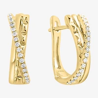 Effy Final Call Limited Quantities! Womens 1/5 CT. Natural White Diamond 14K Gold 15.2mm Hoop Earrings
