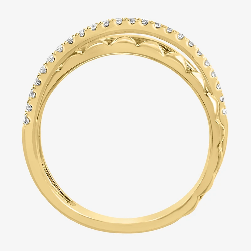 Effy Final Call Limited Quantities! Womens 3MM 1/5 CT. Natural White Diamond 14K Gold Crossover Band