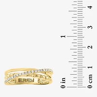 Effy Final Call Limited Quantities! Womens 3MM 1/5 CT. Natural White Diamond 14K Gold Crossover Band