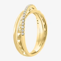 Effy Final Call Limited Quantities! Womens 3MM 1/5 CT. Natural White Diamond 14K Gold Crossover Band