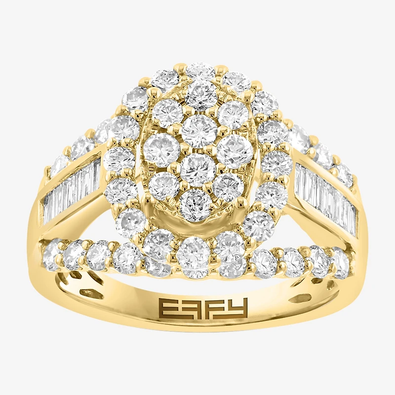 Effy Final Call Limited Quantities! Womens 2 CT. T.W. Natural White Diamond 14K Gold Halo Side Stone Cocktail Ring
