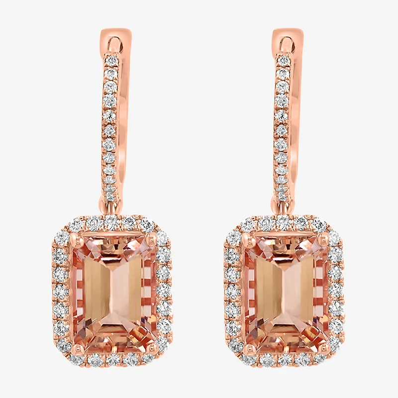 Effy Final Call Limited Quantities! Womens 5/8 CT. T.W. Genuine Pink Morganite 14K Gold Drop Earrings