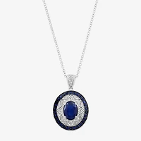 Effy Final Call Limited Quantities! Womens 1/10 CT. T.W. Genuine Blue Sapphire Sterling Silver Oval 16 Inch Pendant Necklace