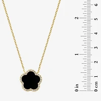 Effy Final Call Limited Quantities! Womens 1/6 CT. T.W. Genuine Black Onyx 14K Gold Clover 16 Inch Pendant Necklace