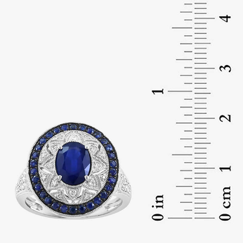 Effy Final Call Limited Quantities! Womens 1/3 CT. T.W. Genuine Blue Sapphire Sterling Silver Oval Cocktail Ring