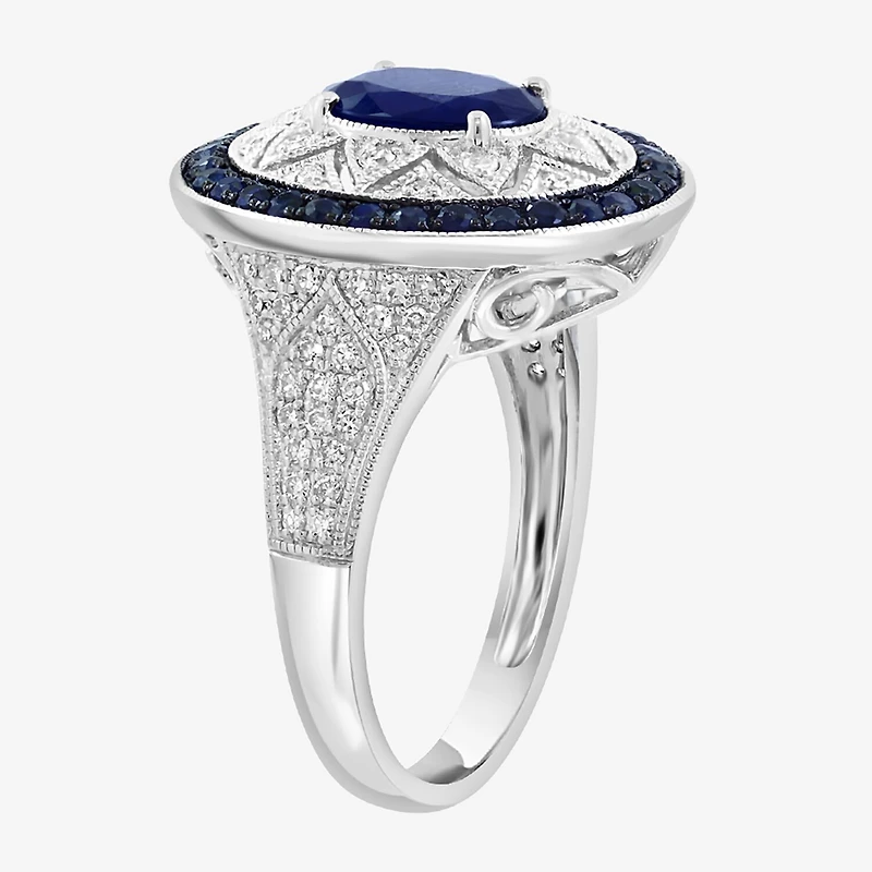 Effy Final Call Limited Quantities! Womens 1/3 CT. T.W. Genuine Blue Sapphire Sterling Silver Oval Cocktail Ring