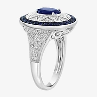 Effy Final Call Limited Quantities! Womens 1/3 CT. T.W. Genuine Blue Sapphire Sterling Silver Oval Cocktail Ring