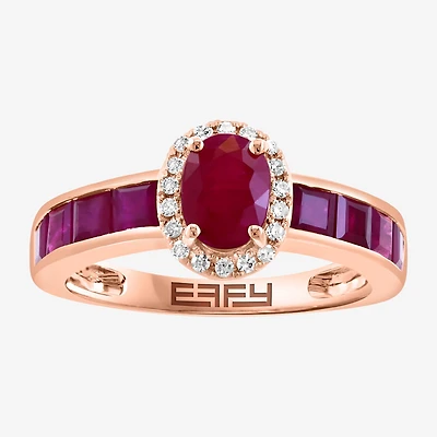 Effy Final Call Limited Quantities! Womens 1/10 CT. T.W. Genuine Red Ruby 14K Gold Oval Cocktail Ring