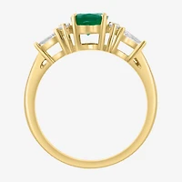 Effy Final Call Limited Quantities! Womens 1/6 CT. T.W. Genuine Green Emerald 14K Gold Oval Cocktail Ring