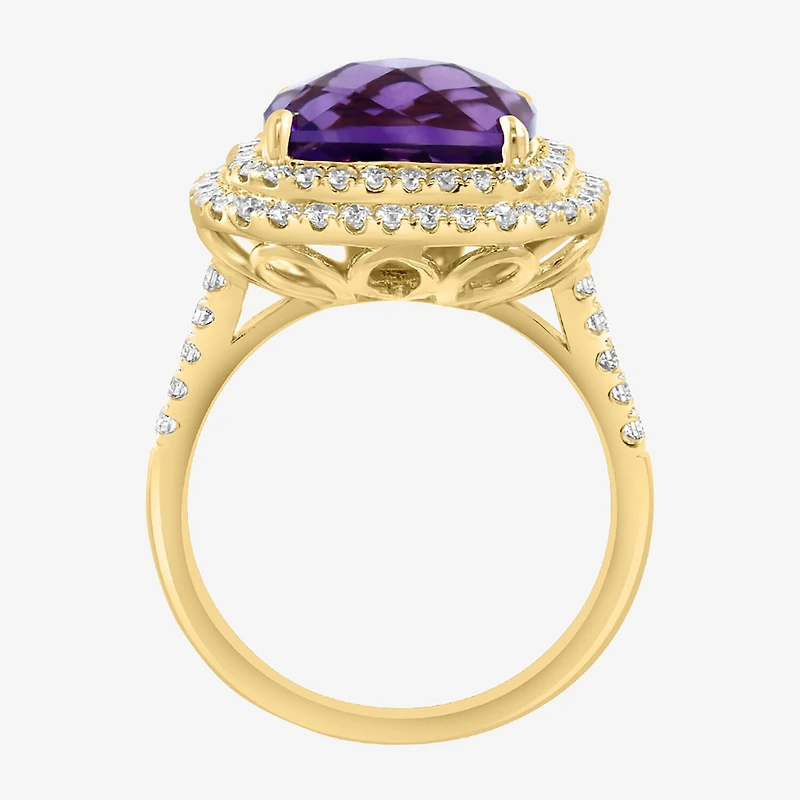 Effy Final Call Limited Quantities! Womens 3/4 CT. T.W. Genuine Purple Amethyst 14K Gold Cushion Cocktail Ring