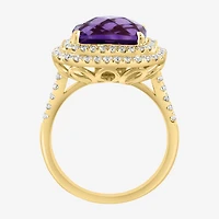 Effy Final Call Limited Quantities! Womens 3/4 CT. T.W. Genuine Purple Amethyst 14K Gold Cushion Cocktail Ring