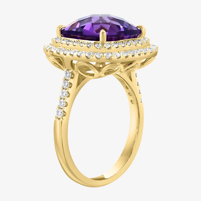Effy Final Call Limited Quantities! Womens 3/4 CT. T.W. Genuine Purple Amethyst 14K Gold Cushion Cocktail Ring