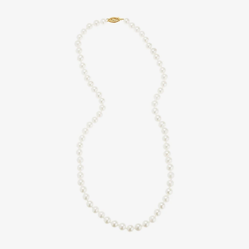 Womens White 10K Gold 18 Inch Strand Necklace