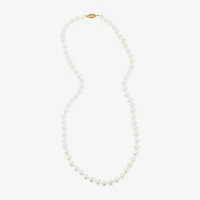 Womens White 10K Gold 18 Inch Strand Necklace