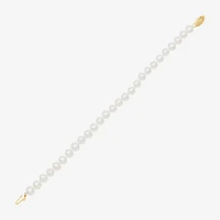 Womens White Cultured Freshwater Pearl 10K Gold Strand Bracelet