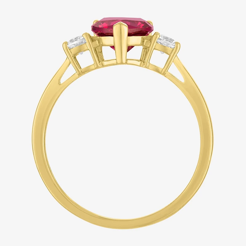 Gemstone 10K Gold Heart Cocktail Ring