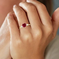 Gemstone 10K Gold Heart Cocktail Ring