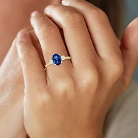 Gemstone 10K Gold 3-Stone Oval Cocktail Ring