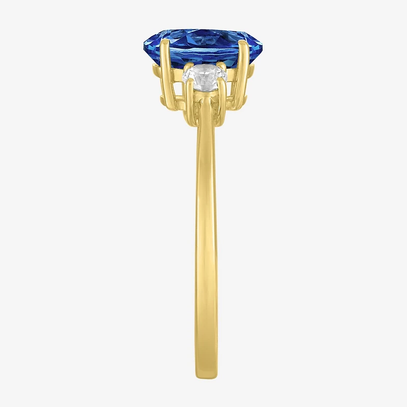 Gemstone 10K Gold 3-Stone Oval Cocktail Ring