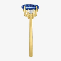 Gemstone 10K Gold 3-Stone Oval Cocktail Ring
