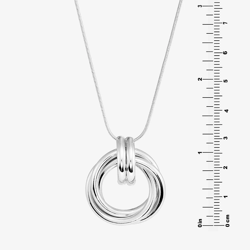 Womens Sterling Silver Circle Round 16 Inch Pendant Necklace