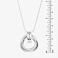 Womens Sterling Silver Circle Round 16 Inch Pendant Necklace