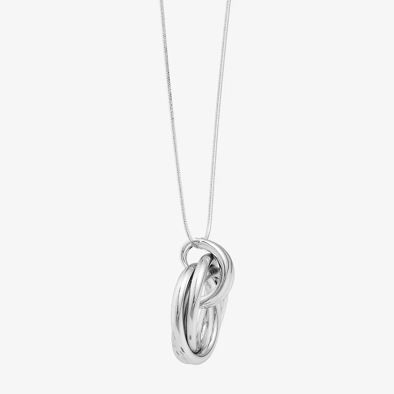 Womens Sterling Silver Circle Round 16 Inch Pendant Necklace