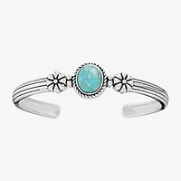 Womens Blue Turquoise Sterling Silver Cuff Bracelet