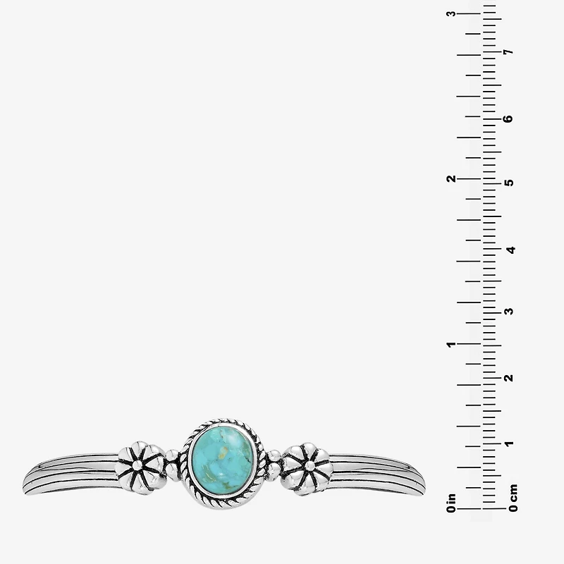Womens Blue Turquoise Sterling Silver Cuff Bracelet