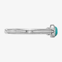 Womens Blue Turquoise Sterling Silver Cuff Bracelet