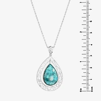 Womens Blue Turquoise Sterling Silver 18 Inch Pendant Necklace