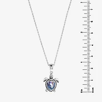 Bali Inspired Turtle Womens Blue Abalone Sterling Silver 18 Inch Pendant Necklace