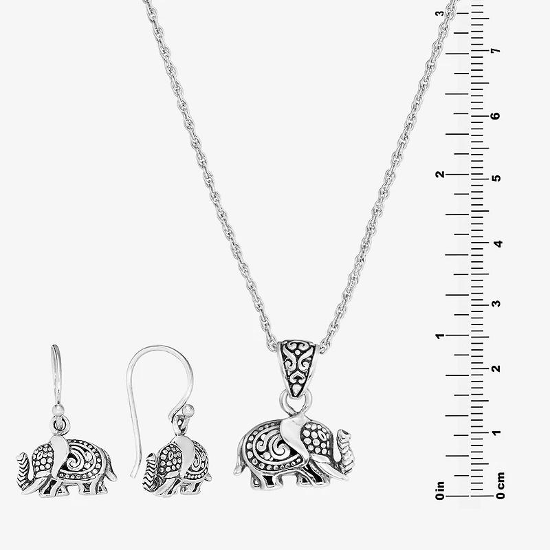 Bali Inspired Sterling Silver Elephant 3-pc. Jewelry Set