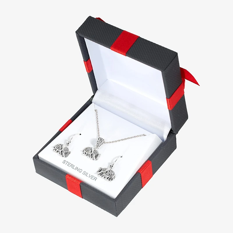 Bali Inspired Sterling Silver Elephant 3-pc. Jewelry Set