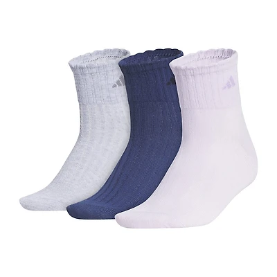 adidas Scallop Edge Womens Multi-Pack 3 Pair Quarter Ankle Socks