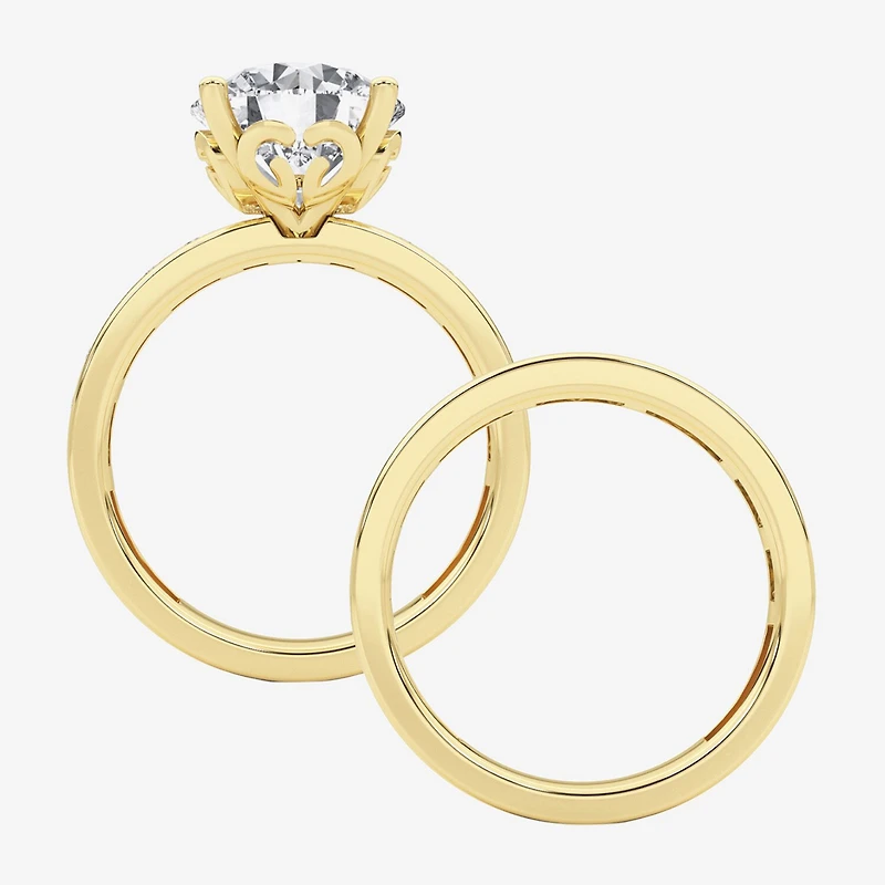 Grown Gorgeous Vs2, F Womens 4 1/4 CT. T.W. Lab White Diamond 14K Gold or Platinum Round Side Stone Bridal Set
