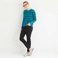 Liz Claiborne Womens Crew Neck Long Sleeve Striped Pullover Sweater