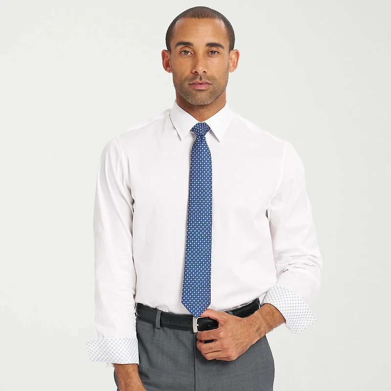 Nick Graham Mens Spread Collar Long Sleeve Shirt + Tie Set